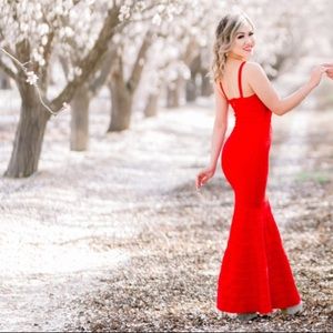 Red Bandage Maxi Gown, Size Medium